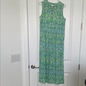 J. Jill Sleeveless Maxi Dress in Blue and Green Pattern